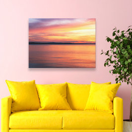 Lienzo Cálida noche atardecer sobre la fotografía del lag