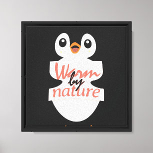 Lienzo Cálido por naturaleza: Adorable Pingüino con Texto