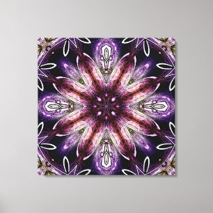 Lienzo Calidoscopio de Flor Cósmica Violeta y Magenta