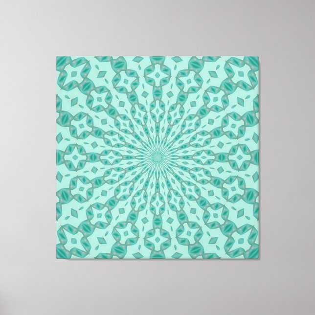 Lienzo Calidoscopio de verde y rosa Yukka (Anverso)