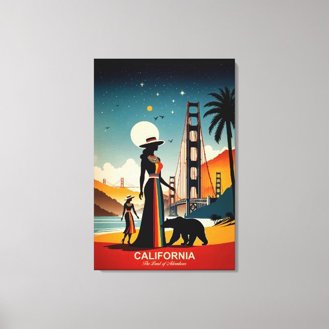 Lienzo California: La tierra de las aventuras (Anverso)