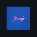 Lienzo Caligrafía Elegante Nombre personalizado rosa azul<br><div class="desc">Este producto fue muy bueno y me encanta lo fácil que es para el diseño personalizar. El diseño era muy sencillo,  así que me siento muy complacido cuando lo creo.</div>