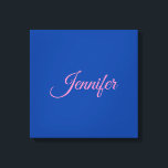 Lienzo Caligrafía Elegante Nombre personalizado rosa azul<br><div class="desc">Este producto fue muy bueno y me encanta lo fácil que es para el diseño personalizar. El diseño era muy sencillo,  así que me siento muy complacido cuando lo creo.</div>
