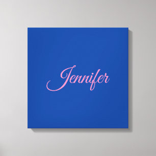Lienzo Caligrafía Elegante Rosa Azul Nombre Personalizado