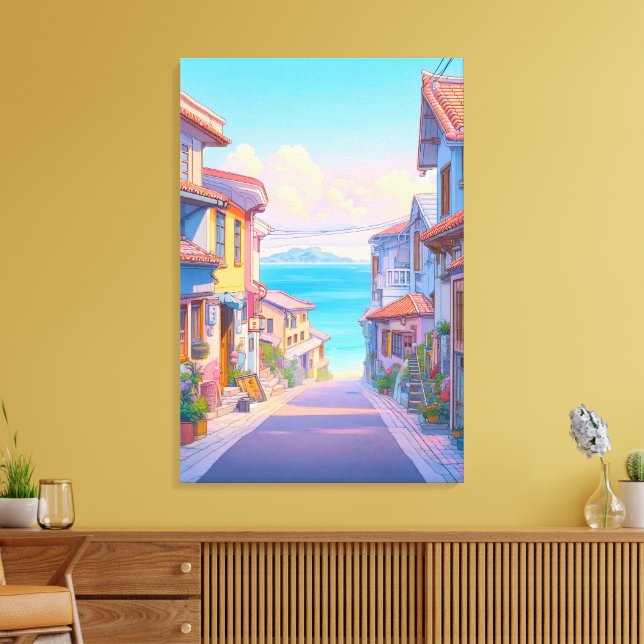 Lienzo Calle costera de Okinawa con Pastel (Insitu (Sala de estar))