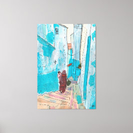 Lienzo Calle de Chefchaouen Marruecos: Esbozo de la colec