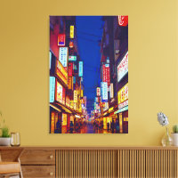 Calle de la ciudad japonesa por la noche