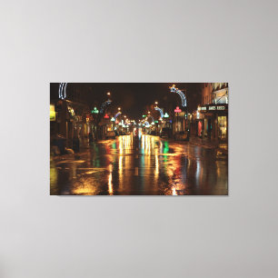Lienzo Calle de la ciudad por la noche