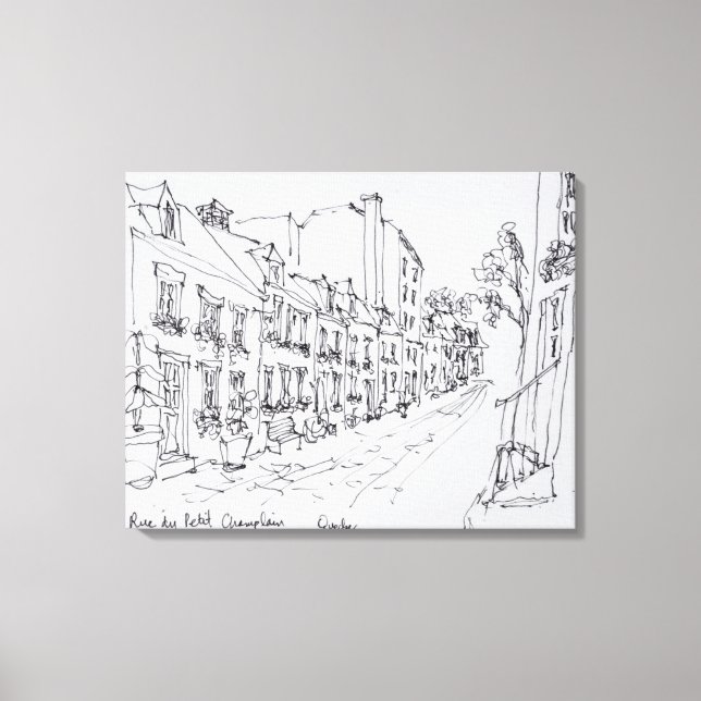 Lienzo Calle du Petit Champlain, Quebec, Canadá (Anverso)