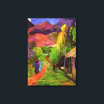Lienzo Calle Gauguin en remate de tela tahitiana<br><div class="desc">Camino Paul Gauguin en Tahití. Óleo sobre lienzo de 1891. Gauguin es un artista conocido por sus pinturas de Tahití. Road in Tahiti es un buen ejemplo de la vibrante visión del artista de la isla tropical. Dos mujeres caminan por un camino de tierra roja mientras un caballo pastorea sobre...</div>
