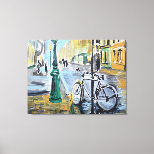 Lienzo Calle parisina con bicicleta