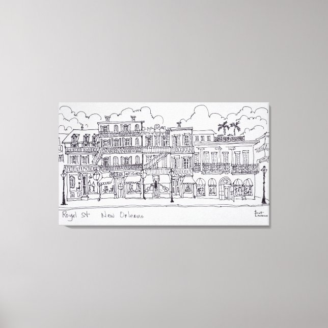 Lienzo Calle Real | Nueva Orleans, Luisiana (Anverso)