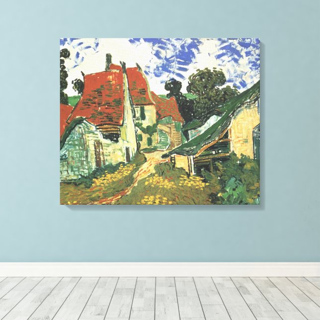 Lienzo Calle Village en Auvers por Vincent van Gogh (Insitu (piso de madera))
