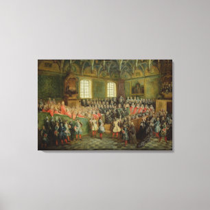 Lienzo Cama de la justicia sostenida en el parlamento