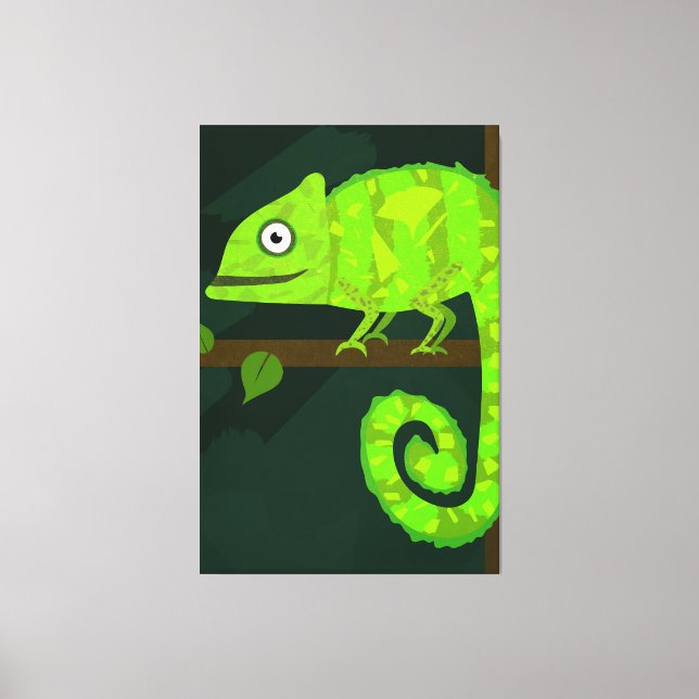 Lienzo Camaleón lindo verde (Anverso)