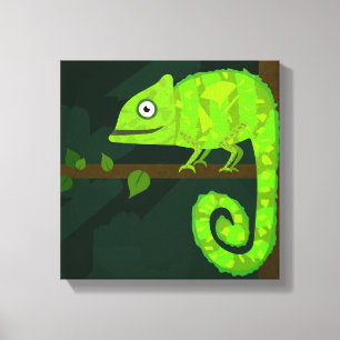 Lienzo Camaleón lindo verde