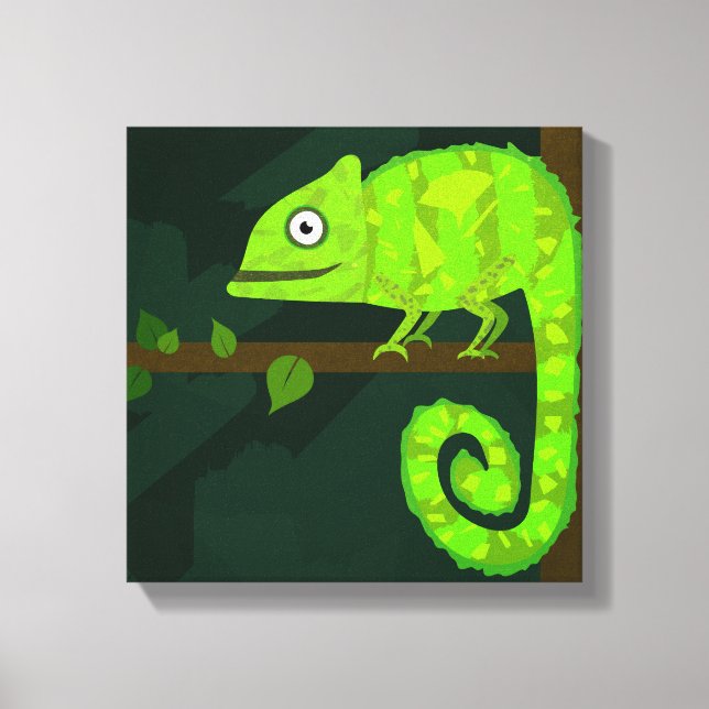 Lienzo Camaleón lindo verde (Anverso)