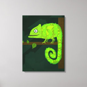 Lienzo Camaleón lindo verde