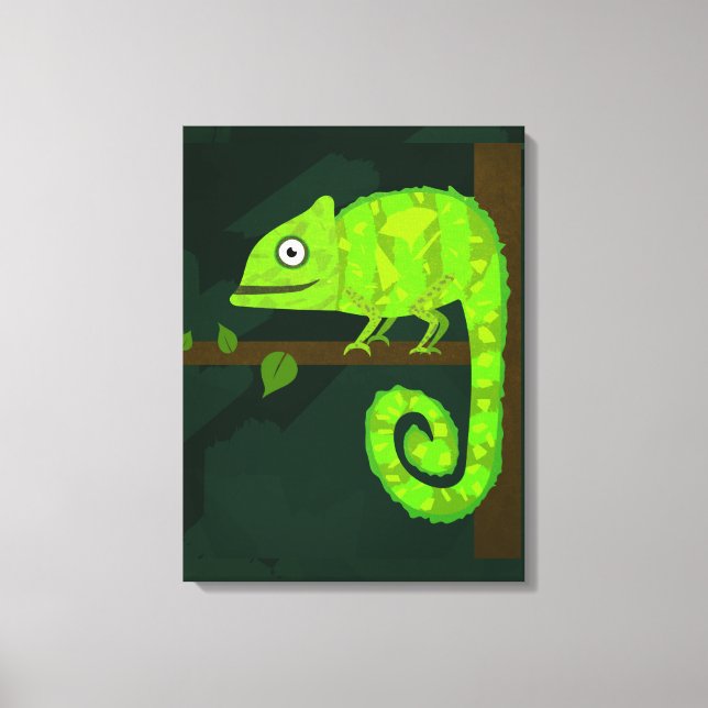 Lienzo Camaleón lindo verde (Anverso)