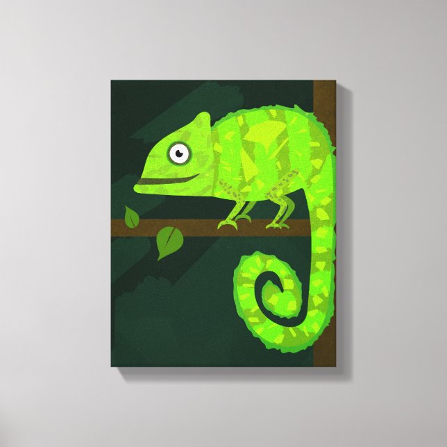 Lienzo Camaleón lindo verde (Anverso)