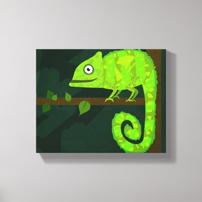 Lienzo Camaleón lindo verde (Anverso)