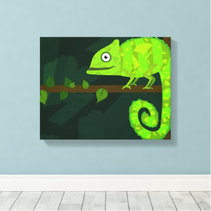 Lienzo Camaleón verde lindo
