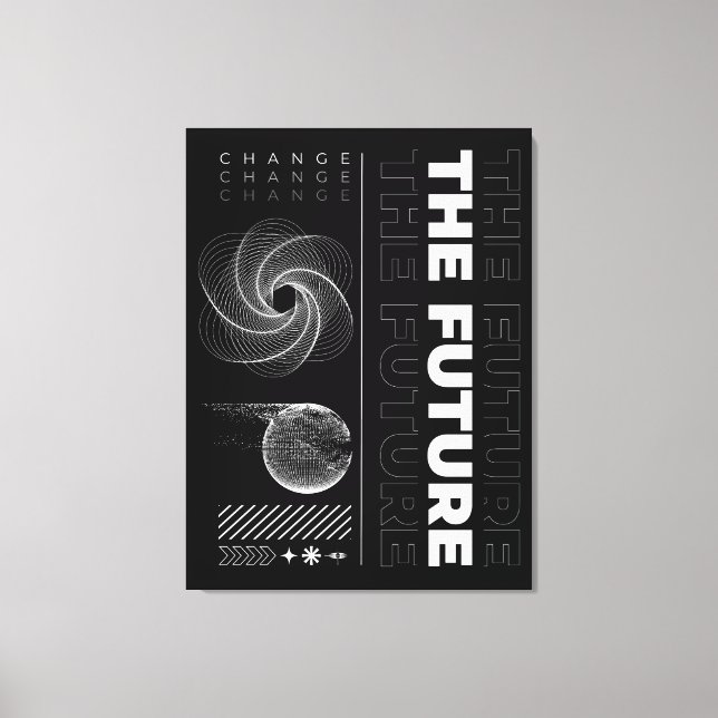 Lienzo Cambiar la tipografía abstracta del futuro (Anverso)