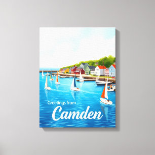 Lienzo Camden, Maine – Barcos de vela y puertos acuarela