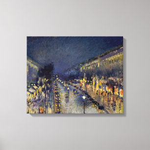 Lienzo Camille Pissarro - Bulevar Montmartre de noche