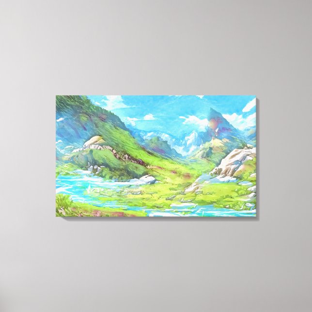 Lienzo Caminando por las montañas (Anverso)