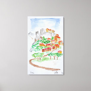 Lienzo Camino a la Fortaleza de Corte Córcega, Francia