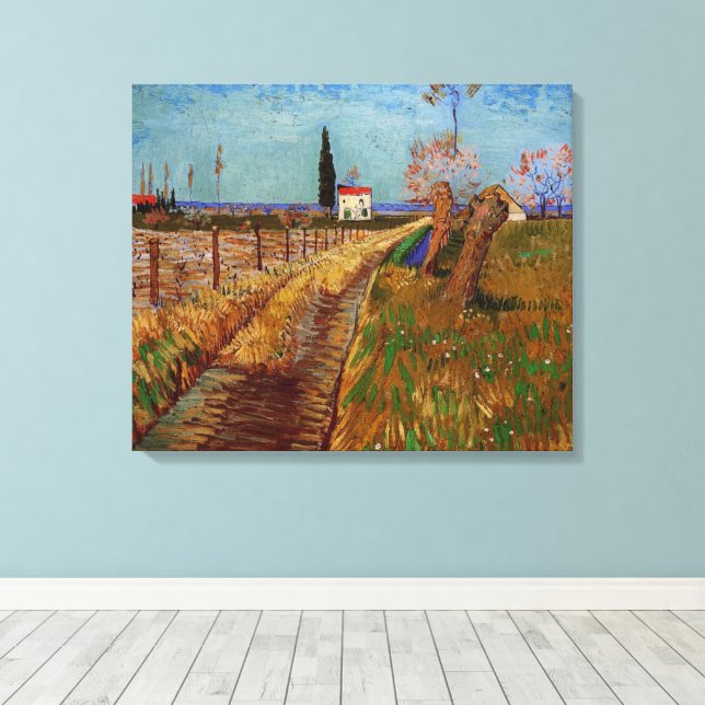 Lienzo Camino a través de un campo, sauces de Vincent van (Insitu (piso de madera))
