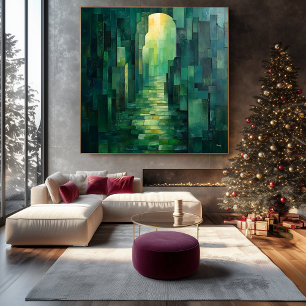 Lienzo Camino abstracto verde monocromático con arco