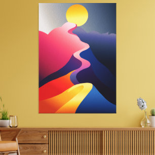 Lienzo Camino al Sol – Vibrante Montaña Abstracta