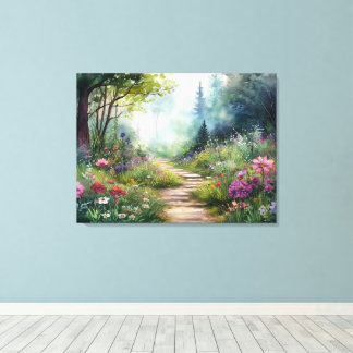 Lienzo Camino de bosques y flores silvestres