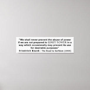 Lienzo Camino de Friedrich Hayek a la cita del poder del