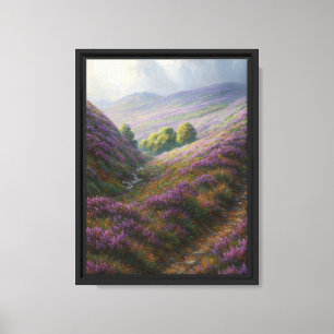 Lienzo Camino de Lavender Hillside bajo Moody Sky