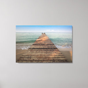 Lienzo Camino de madera y mar en verano