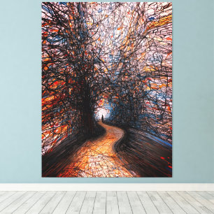 Lienzo Camino de Soledad Abstracto – Pasarela de Árbol Co