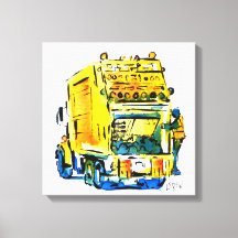 Camión de basura amarillo / Artista Larry Lerew