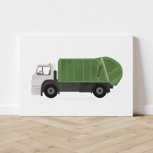 Lienzo Camión de basura verde