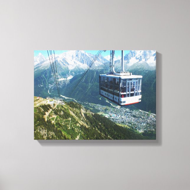 Lienzo Camión de cable sobre Chamonix, Francia (Anverso)