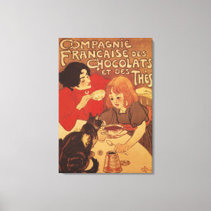 Lienzo Camión de chocolate y té madre e hija