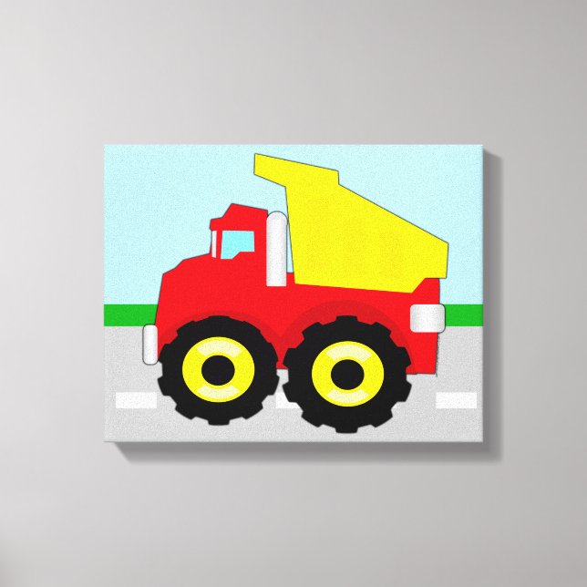 Lienzo Camión de vertederos de construcción para niños (Anverso)