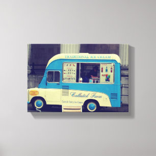 Lienzo Camión lindo del vintage tradicional del helado