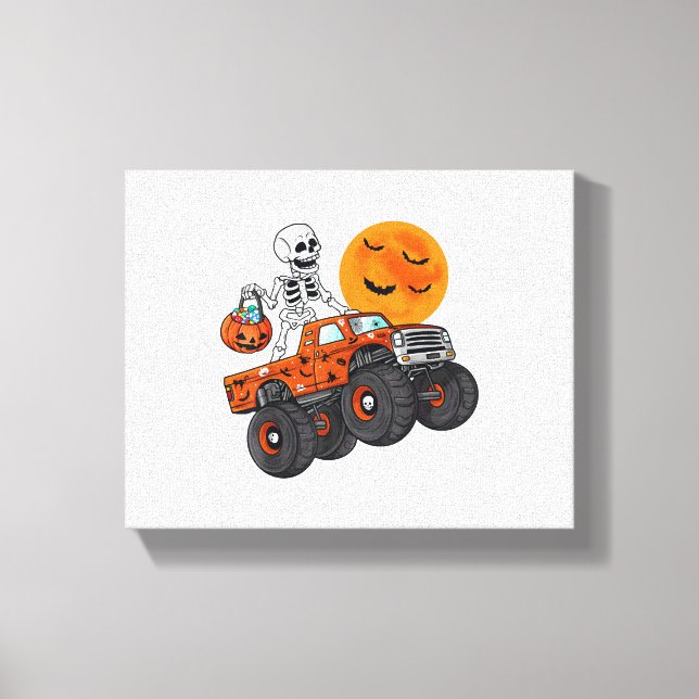 Lienzo Camión Monstruo de Halloween Skeleton (Anverso)