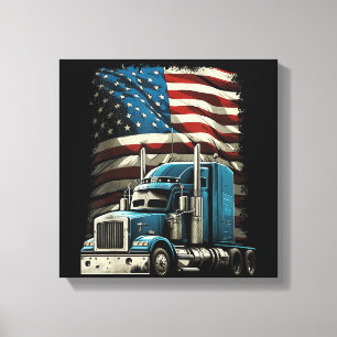 Lienzo Camionero Bandera Estadounidense Para Camión Patri