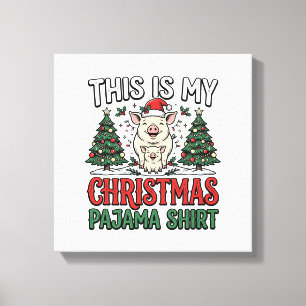 Lienzo Camisa de pijama de Navidad Cerdo Lindo Vector Des
