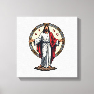 Lienzo Camiseta Blanca Grabada Cristo Alfa Omega