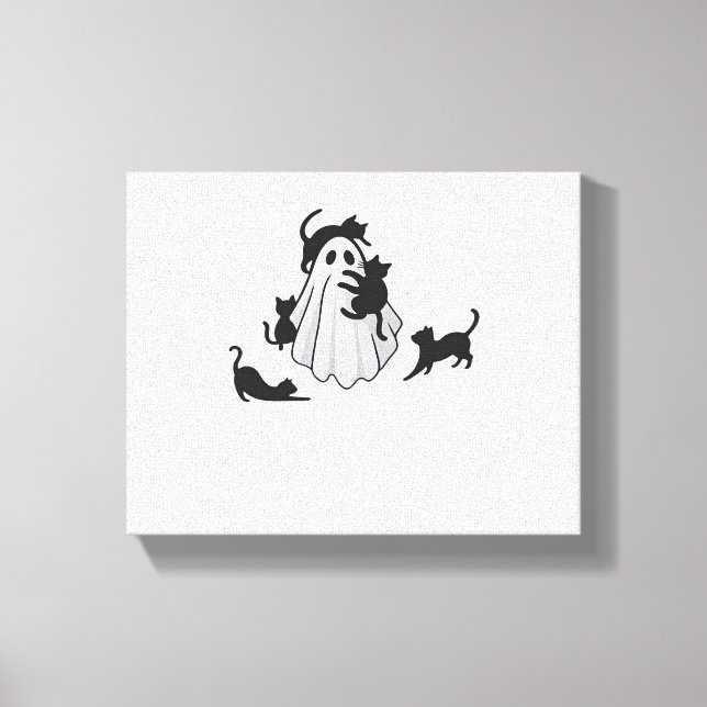 Lienzo Camiseta Clásica Camiseta Clásica de Ghost y Gatos (Anverso)